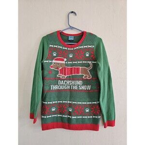 Norther Pole Dachshund Christmas Sweater Wiener Dogs Pullover Women's Size Small